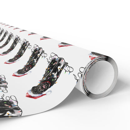 Black Pug Christmas Lights Wrapping Paper