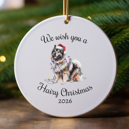 Christmas Keeshond Ornament, Christmas Lights Dog Keepsake