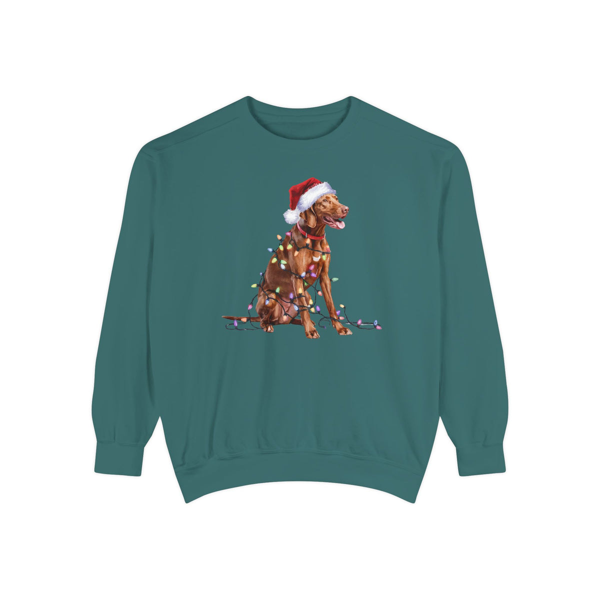 Christmas Vizsla Sweatshirt, Christmas Lights Dog