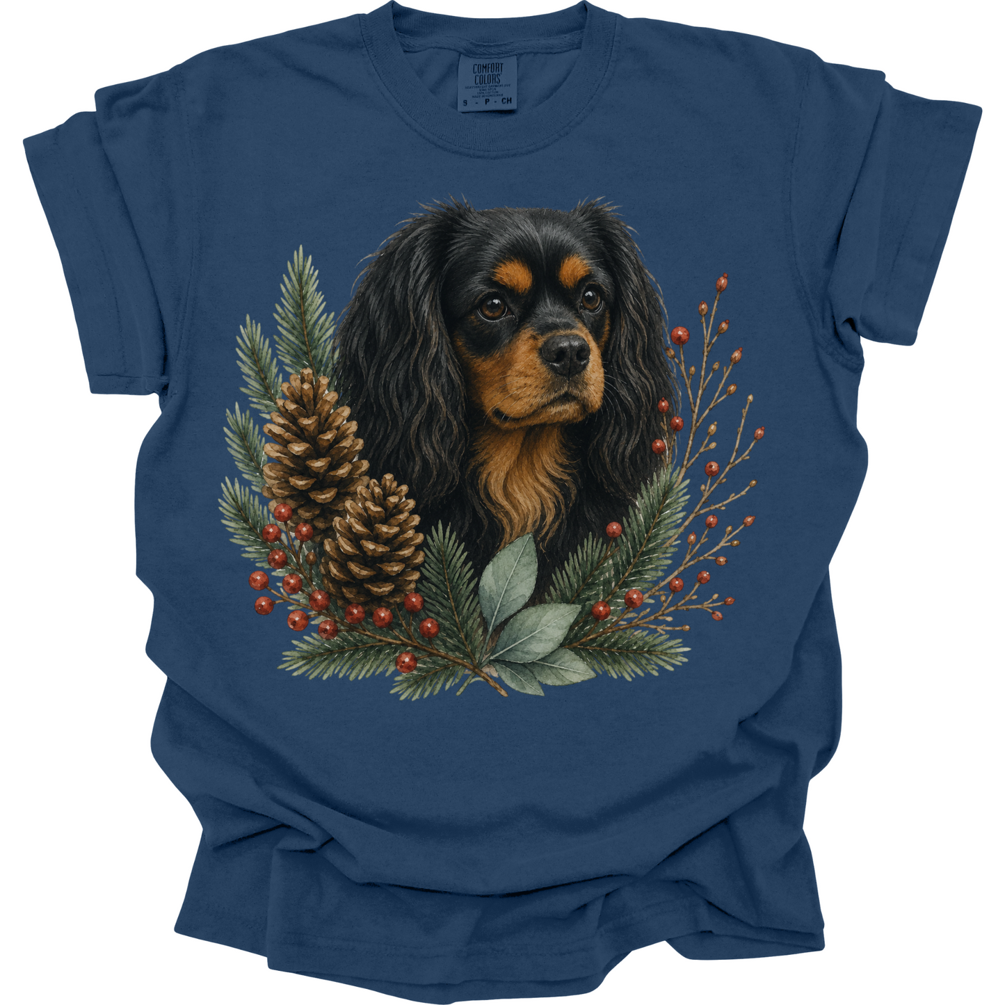 Black and Tan Cavalier Christmas Shirt, Winter Dog Mom Gift, Cavalier King Charles Tee