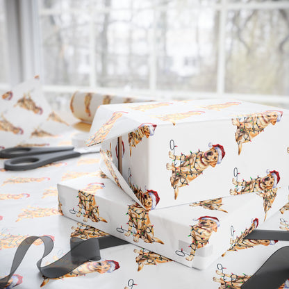 Yellow Labrador Retriever Christmas Lights Wrapping Paper