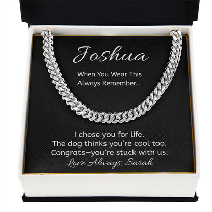 Funny Dog Lover Necklace, “I Chose You for Life” Message Card