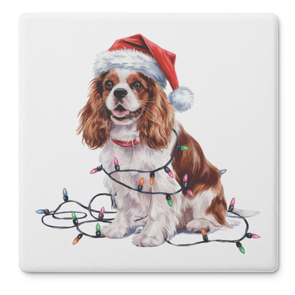 Personalized Blenheim Cavalier King Charles Spaniel Christmas Coaster Set