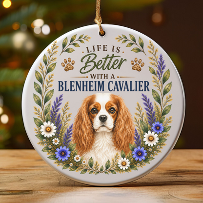 Blenheim Cavalier Ornament, Cavalier King Charles Spaniel Gift, Dog Mom Keepsake, Dog Lover Gift