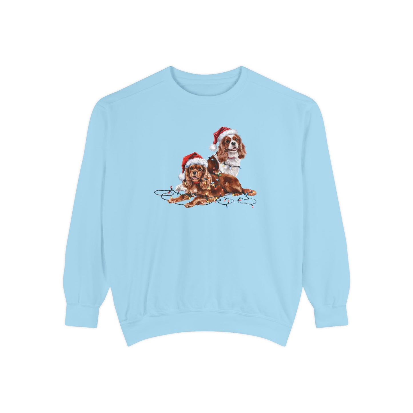 Christmas Cavalier King Charles Spaniel Sweatshirt, Cavalier Spaniel Mom, Christmas Lights Dog, Christmas Dog, Gift for Dog Lover