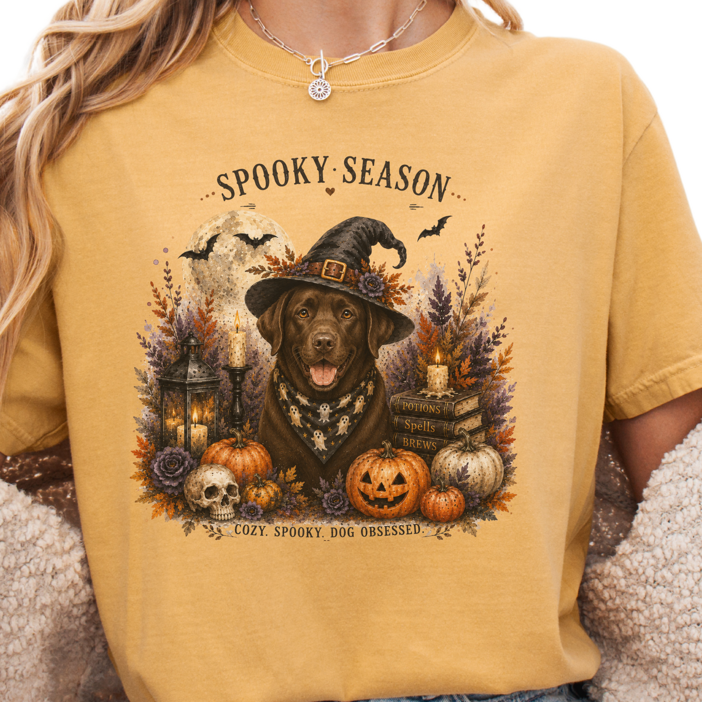 Chocolate Lab Spooky Season Dog Mom Halloween Shirt