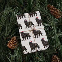 Load image into Gallery viewer, Black Newfoundland Christmas Lights Wrapping Paper
