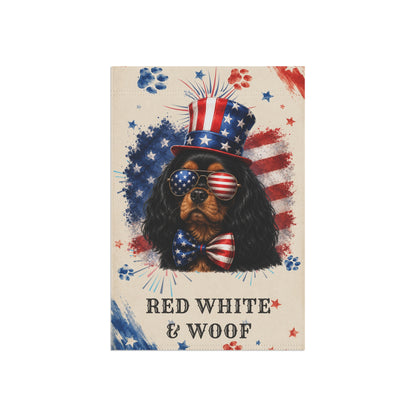 Patriotic Black and Tan Cavalier Garden Flag