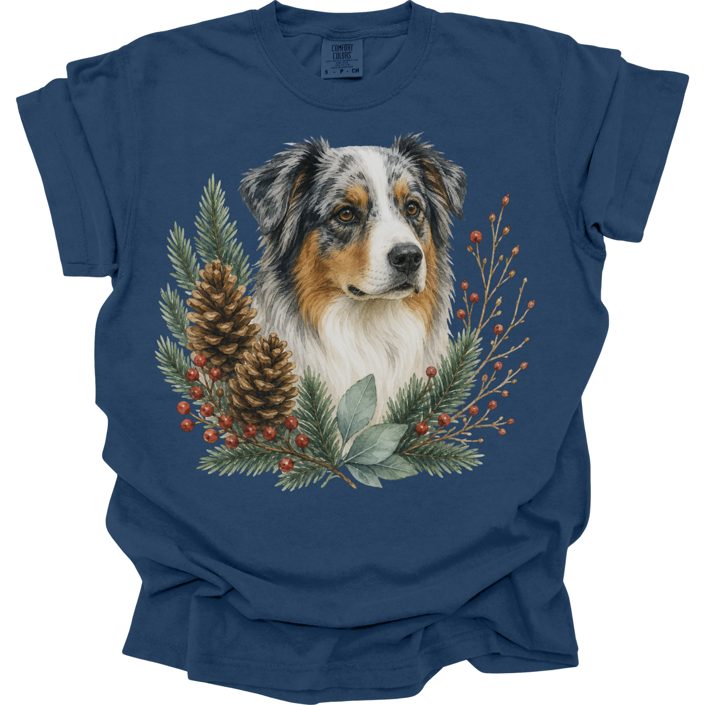 Australian Shepherd Winter Foliage Christmas Shirt