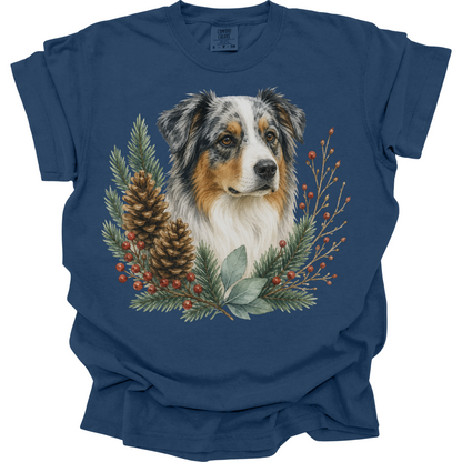 Australian Shepherd Winter Foliage Christmas Shirt