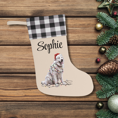 Personalized Great Pyrenees Christmas Stocking, Holiday Decor Gift for Pet Lovers