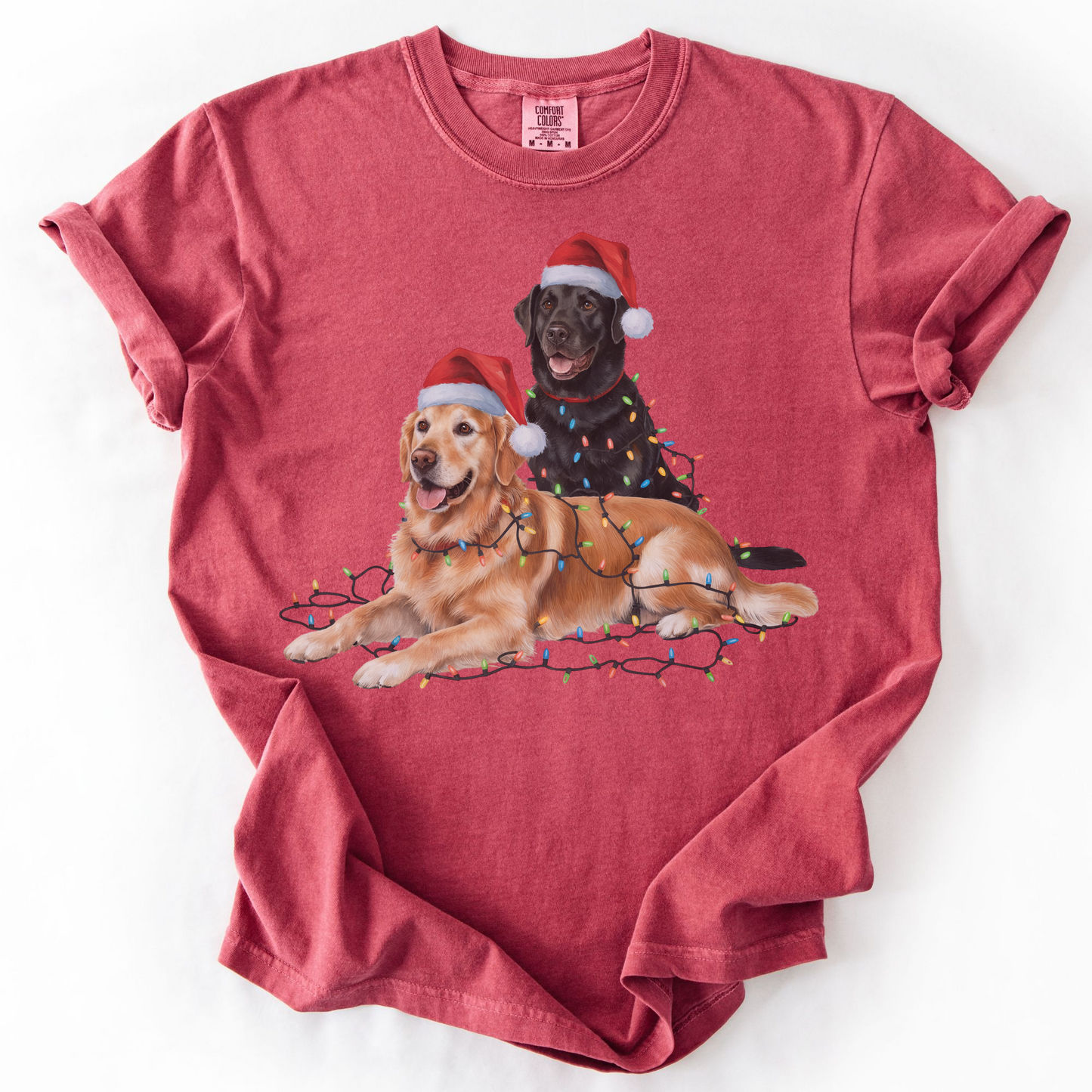 Festive Holiday Christmas Dog Shirt, Santa Hat Labrador Tee, Labrador Golden Retriever Shirt, Christmas Gift for Dog Lovers