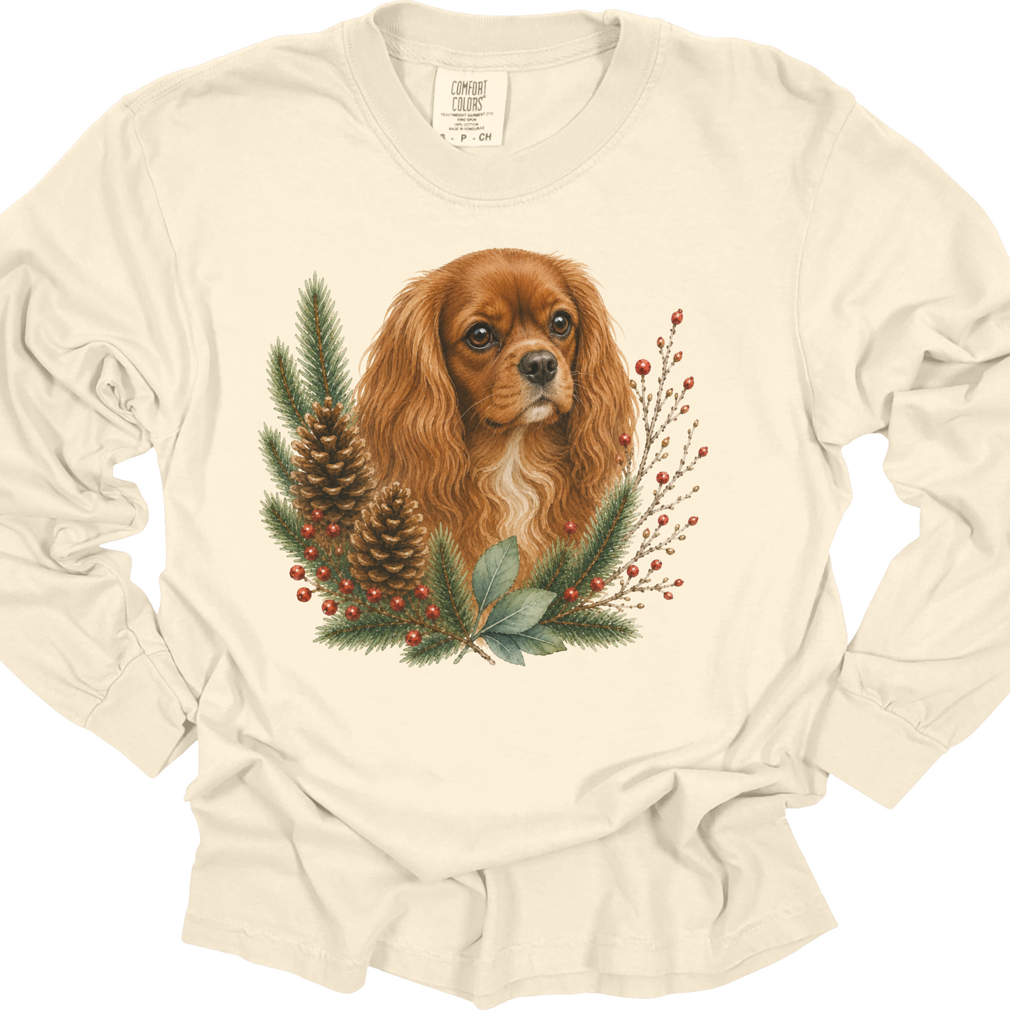 Ruby Cavalier Christmas Long Sleeve Shirt, Cavalier King Charles Spaniel Holiday Dog Mom Gift
