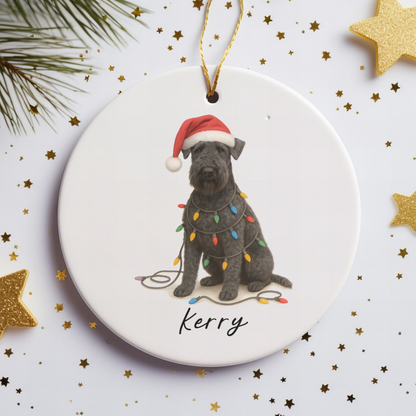 Personalized Kerry Blue Terrier Christmas Ornament, Ceramic Dog Holiday Keepsake