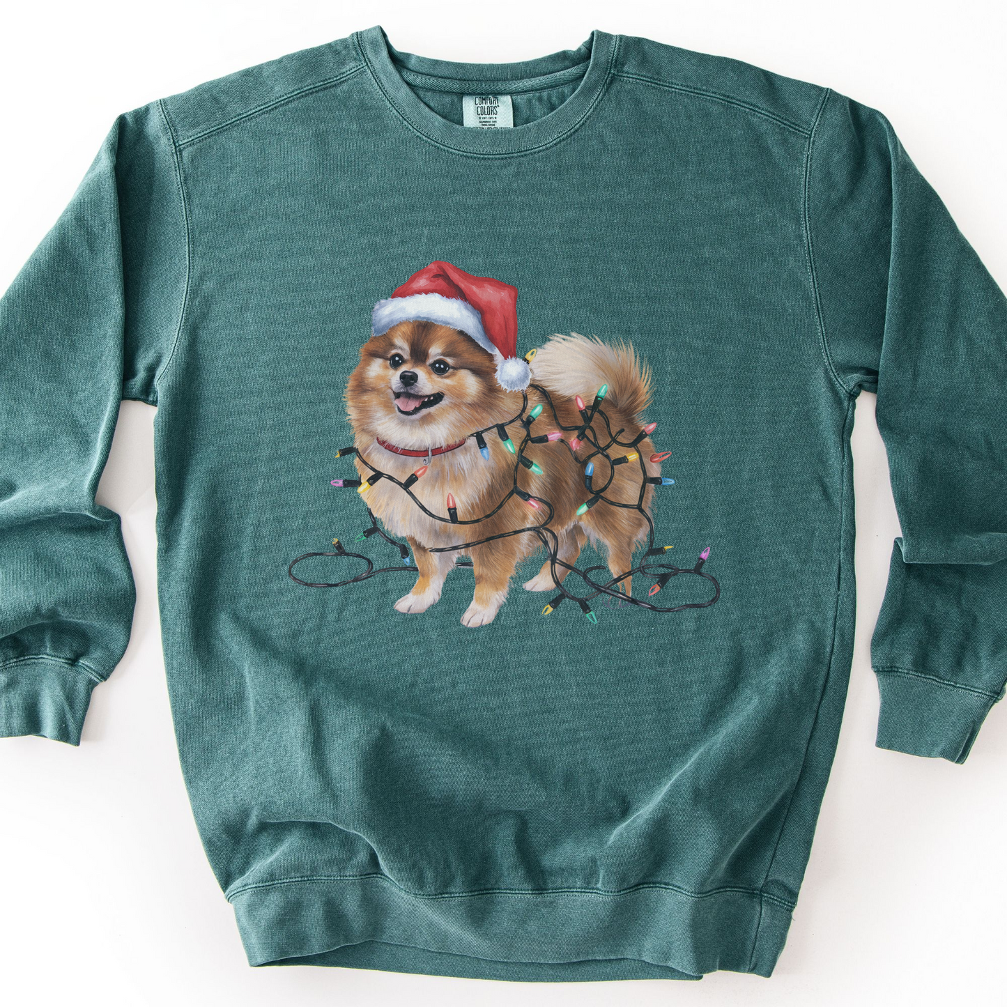Pomeranian Christmas Lights Sweatshirt, Festive Dog Mom Sweater