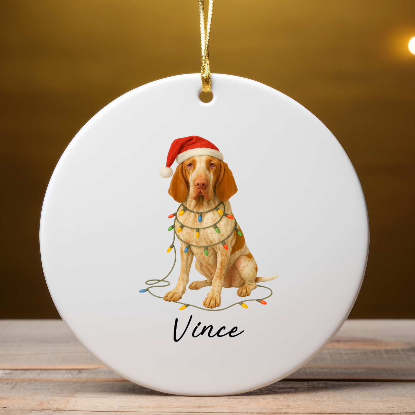 Personalized Bracco Italiano Ornament, Dog Lover Christmas Tree Decoration, Ceramic Pet Keepsake