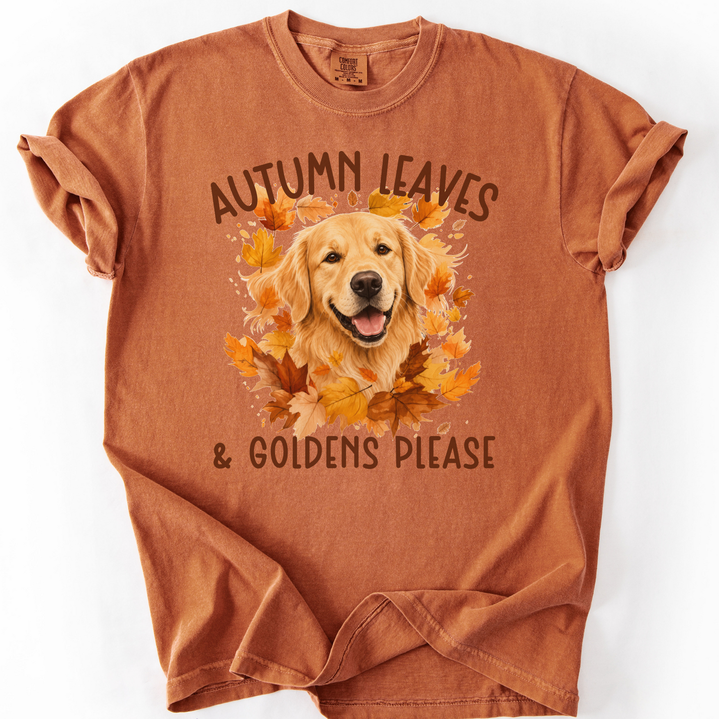 Golden Retriever Mom Fall Shirt, Autumn Leaves & Goldens Please