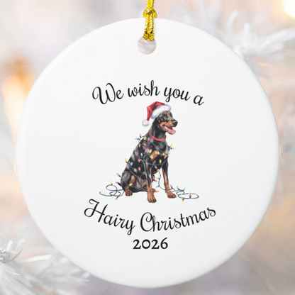 Christmas Doberman Ornament, Christmas Lights Dog Keepsake
