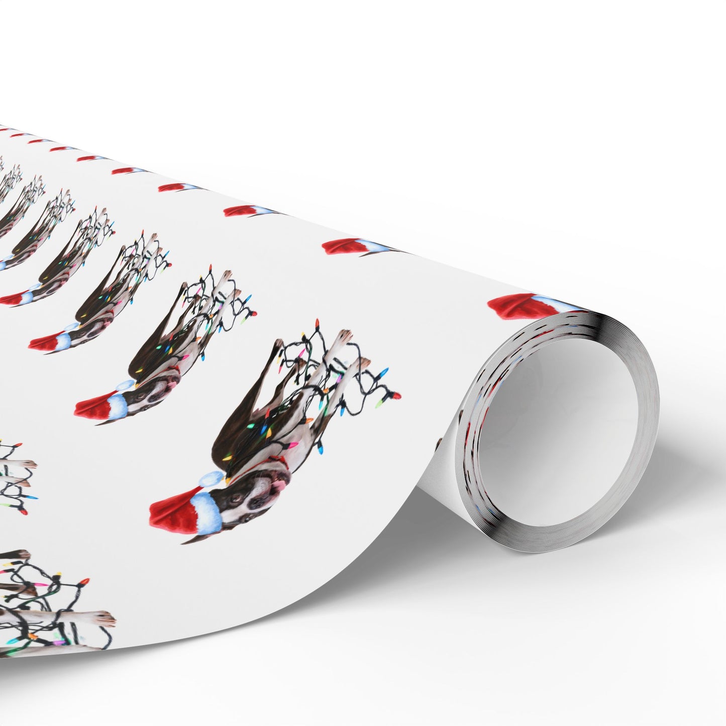 Boston Terrier Christmas Lights Wrapping Paper