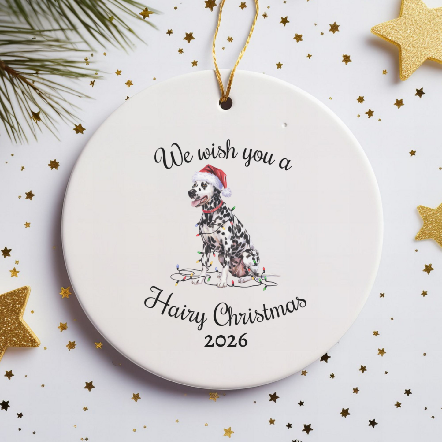 Christmas Dalmatian Ornament, Christmas Lights Dog Keepsake