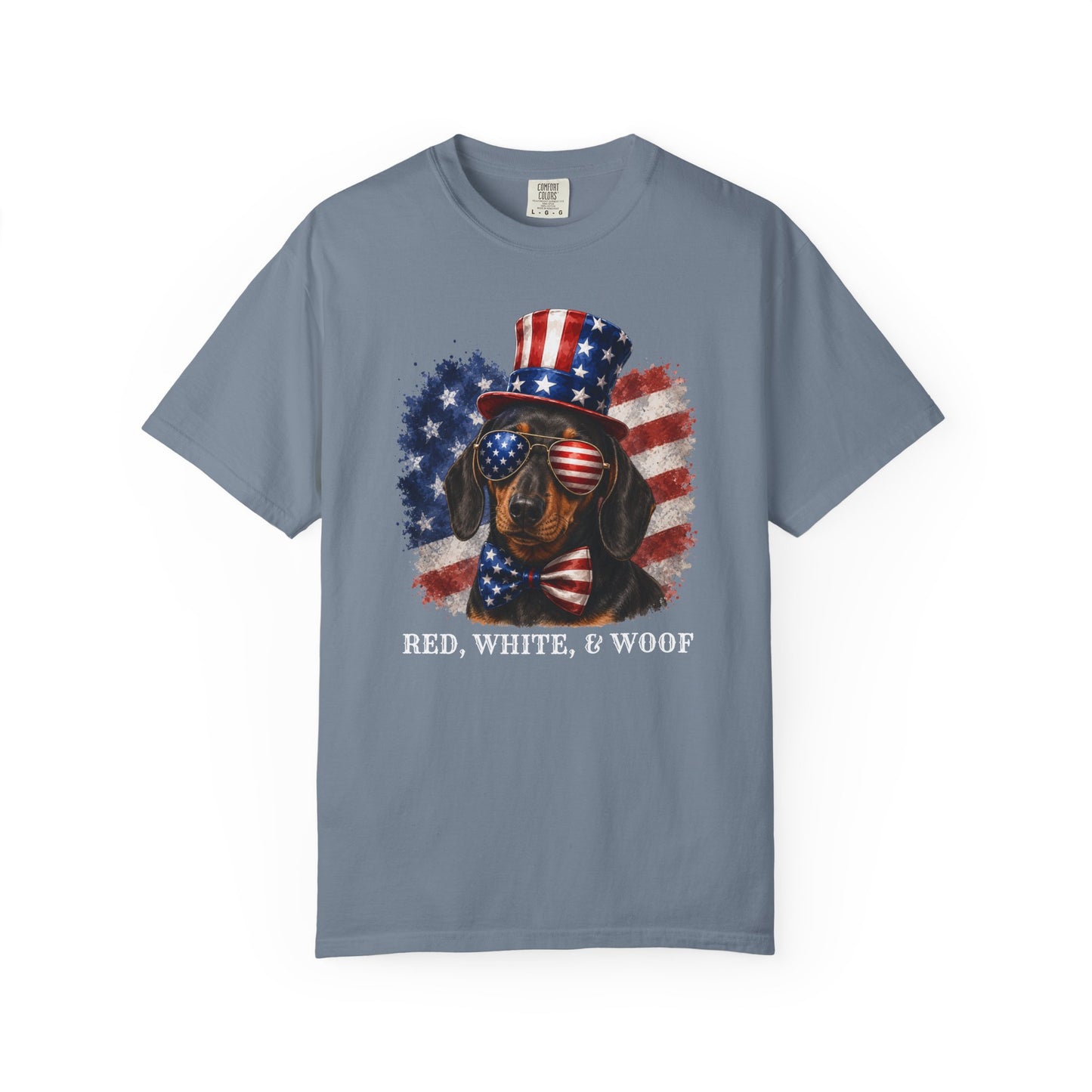 Patriotic Black And Tan Dachshund Red White & Woof Shirt