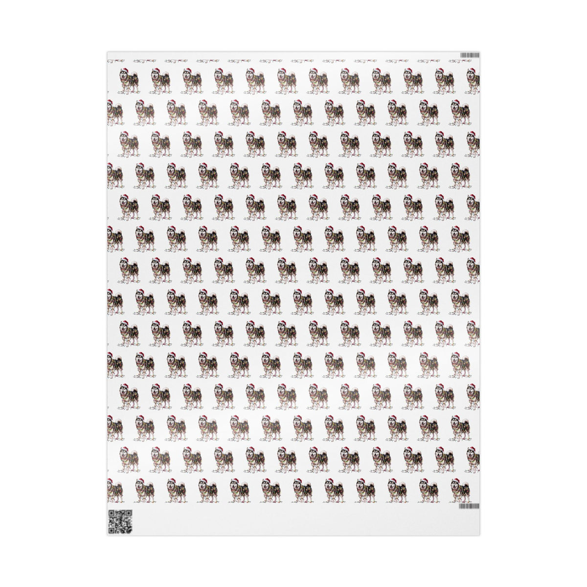 Alaskan Malamute Christmas Wrapping Paper, Cute Dog Gift Wrap with Santa Hat and Holiday Lights, Perfect for Dog Lovers