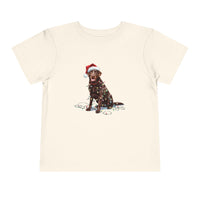 Load image into Gallery viewer, Christmas Chocolate Labrador Toddler Shirt, Christmas Lights Dog Tee, Christmas Dog, Lab Tee for Toddlers, Gift for Dog Lover, Chocolate Lab
