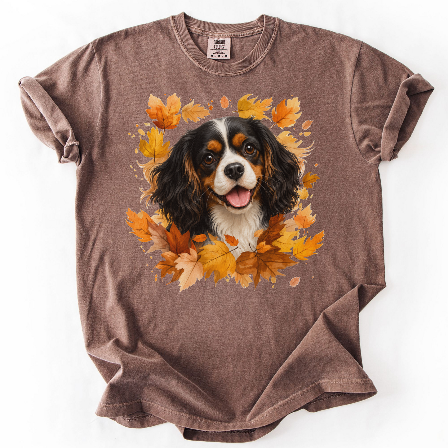 Tricolor Cavalier Fall Shirt, Autumn Dog Mom Comfort Colors Tee