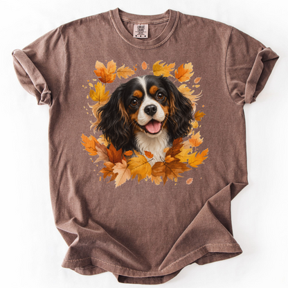 Tricolor Cavalier Fall Shirt, Autumn Dog Mom Comfort Colors Tee