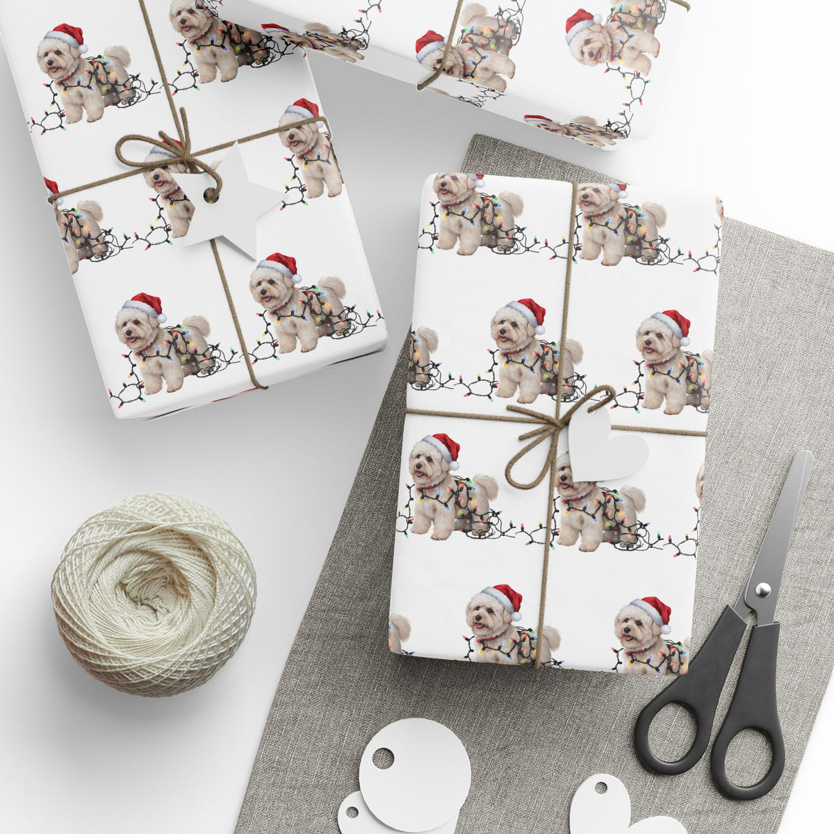 Bichon Frise Christmas Lights Wrapping Paper