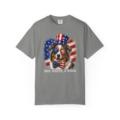 Patriotic Australian Shepherd Red White & Woof Shirt