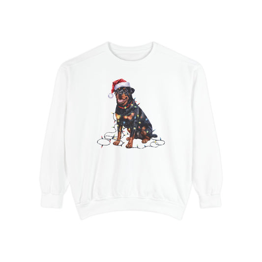 Christmas Rottweiler Sweatshirt, Christmas Lights Dog Sweatshirt, Christmas Dog Sweatshirt, Rottweiler Mom Sweatshirt, Gift for Dog Lover