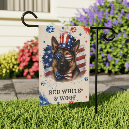 Patriotic German Shepherd Garden Flag