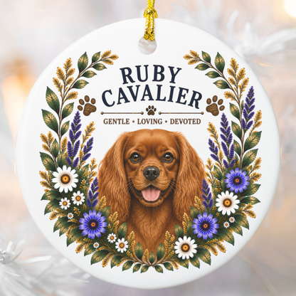 Ruby Cavalier Ornament, Cavalier King Charles Spaniel Gift, Ruby Cavalier Dog Mom Keepsake