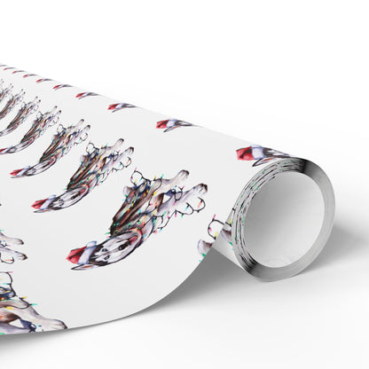 Siberian Husky Christmas Lights Wrapping Paper