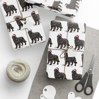 Load image into Gallery viewer, Black Newfoundland Christmas Lights Wrapping Paper
