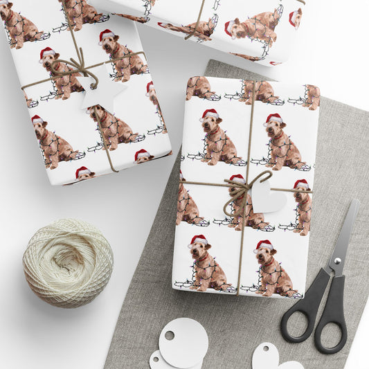 Soft Coated Wheaten Terrier Christmas Lights Wrapping Paper