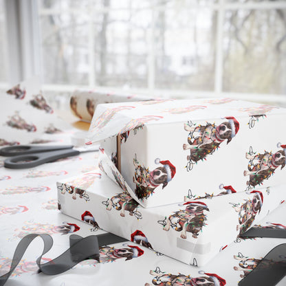 Pitbull Christmas Lights Wrapping Paper