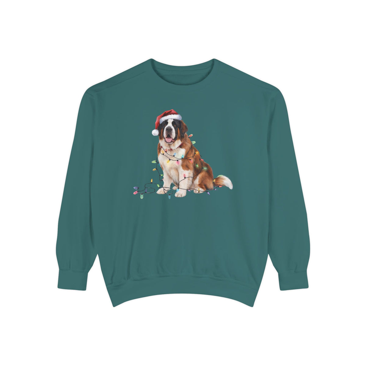 Christmas Saint Bernard Sweatshirt, Christmas Lights Dog