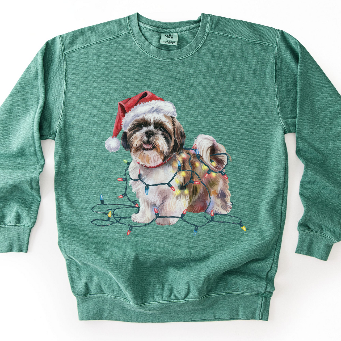 Shih Tzu Christmas Lights Sweatshirt, Festive Dog Mom Apparel