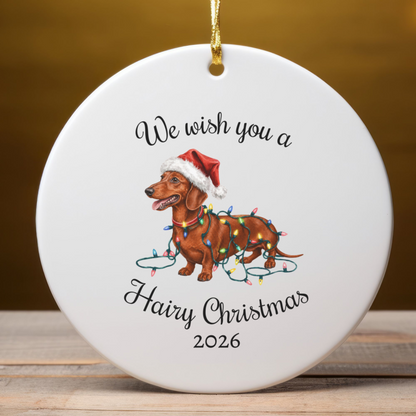 Red Dachshund Christmas Lights Ornament