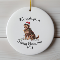 Load image into Gallery viewer, Christmas Portuguese Water Dog Ornament, Christmas Lights Dog Keepsake
