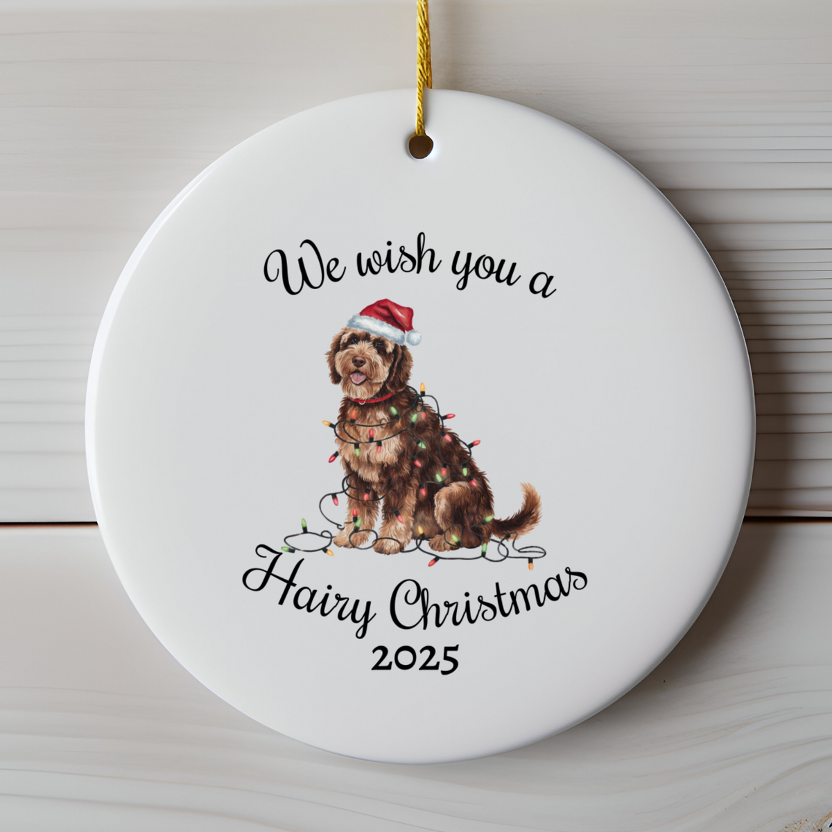 Christmas Portuguese Water Dog Ornament, Christmas Lights Dog Keepsake