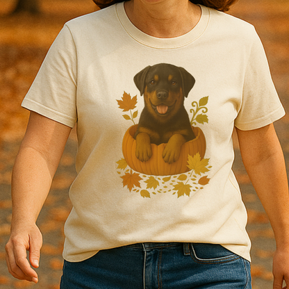 Rottweiler Pumpkin Fall T-Shirt, Cute Autumn Dog Lover Tee & Thanksgiving Gift