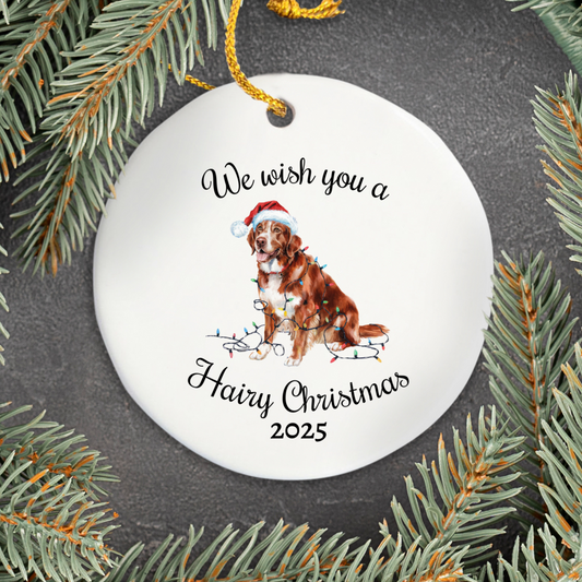 Christmas Nova Scotia Duck Tolling Retriever Ornament, Christmas Lights Dog Keepsake