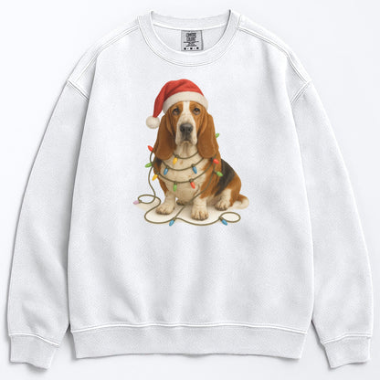 Christmas Dog Sweatshirt, Holiday Basset Hound Gift, Festive Pet Lover Sweater, Unisex Cozy Winter Apparel, Cute Dog Design
