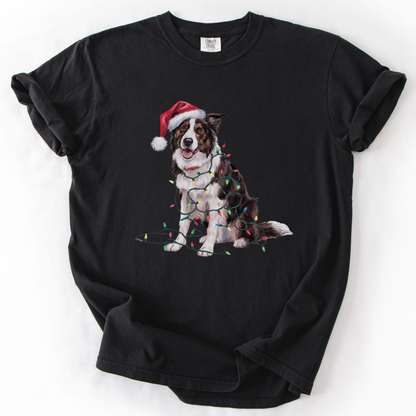 Christmas Border Collie Shirt, Christmas Lights Dog Tee, Christmas Dog Tee, Border Collie Mom Tshirt, Gift for Dog Lover, Border Collie