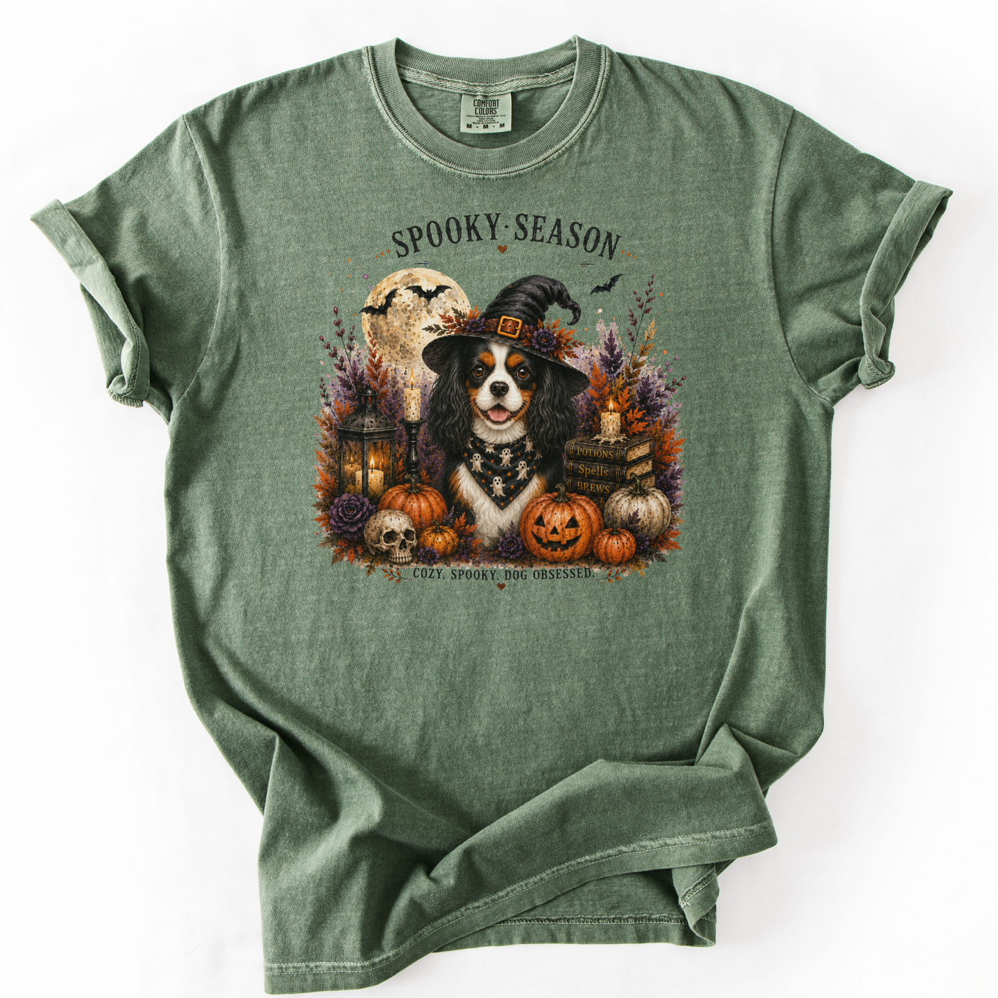 Tricolor Cavalier Spooky Season Dog Mom Halloween Shirt