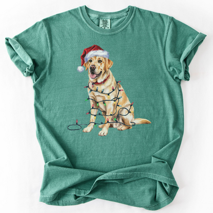 Christmas Yellow Labrador Shirt, Christmas Lights Dog Tee, Christmas Dog Tee, Lab Mom Tshirt, Gift for Dog Lover, Yellow Lab