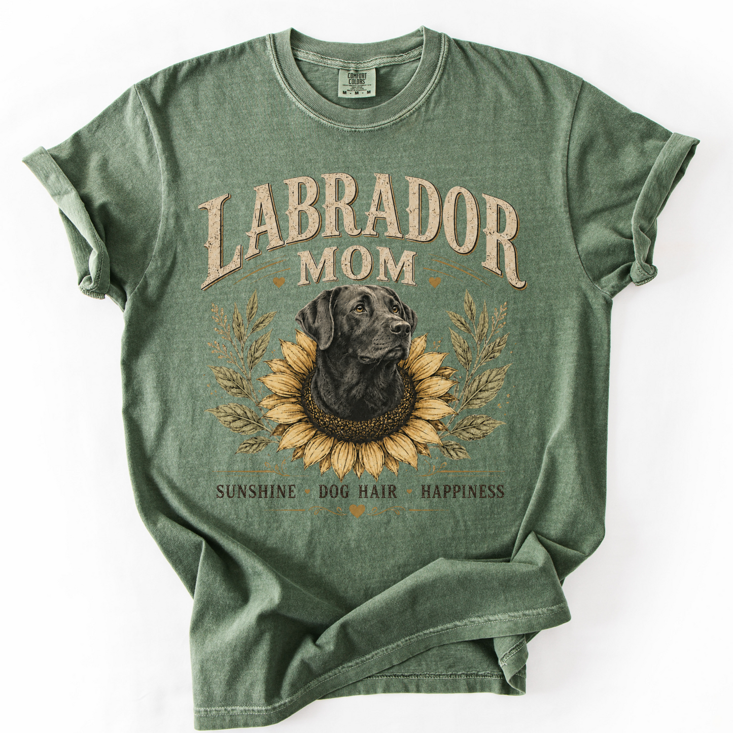 Labrador Mom Sunflower Shirt, Vintage Black Lab Mom Tee, Sunshine Dog Hair Happiness Gift